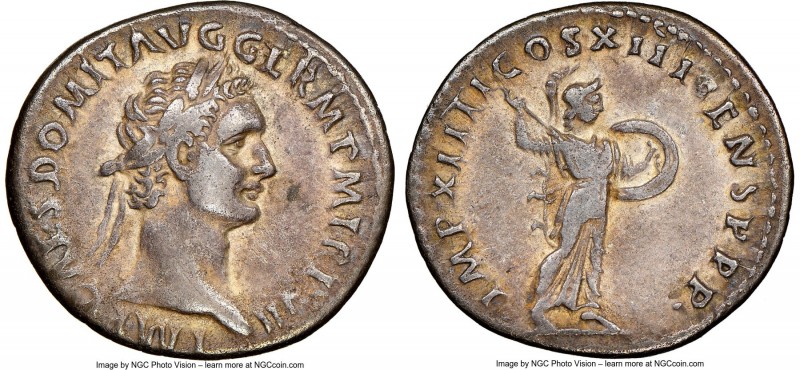 Domitian, as Augustus (AD 81-96). AR denarius (20mm, 3.29 gm, 6h). NGC Choice VF...