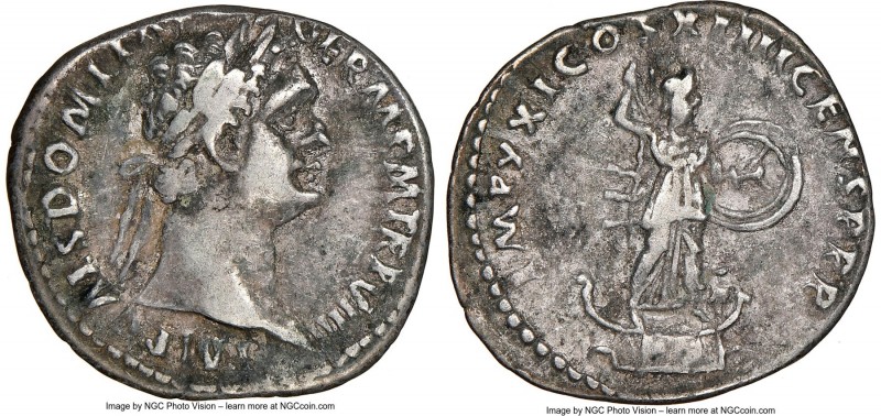 Domitian, as Augustus (AD 81-96). AR denarius (19mm, 3.31 gm, 7h). NGC VF 5/5 - ...