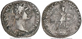 Domitian, as Augustus (AD 81-96). AR denarius (19mm, 3.31 gm, 7h). NGC VF 5/5 - 2/5. Rome, AD 88-89. IMP CAES DOMIT AVG-GERM P M TR P VIIII, laureate ...