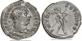 Trajan (AD 98-117). AR denarius (19mm, 3.41 gm, 7h). NGC Choice XF 5/5 - 4/5. Rome, AD 101-102. IMP CAES NERVA TRAIAN AVG GERM, laureate bust of Traja...