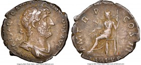 Hadrian (AD 117-138). AR denarius (19mm, 3.07 gm, 7h). NGC XF 4/5 - 3/5. Rome, AD 119-122. IMP CAESAR TRAIAN HADRIANVS AVG, laureate, draped bust of H...