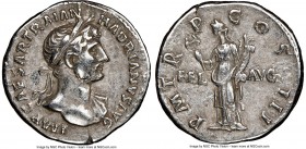Hadrian (AD 117-138). AR denarius (19mm, 7h). NGC Choice VF. Rome, AD 119-ca. mid-120. IMP CAESAR TRAIAN HADRIANVS AVG, laureate, heroically nude bust...
