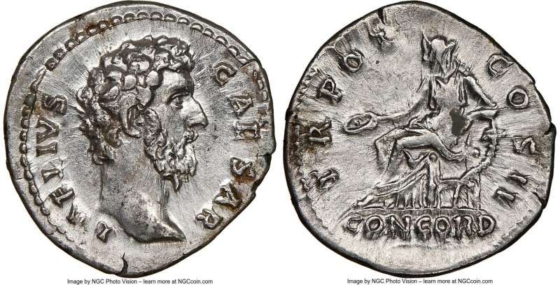 Aelius Caesar (AD 136-138). AR denarius (18mm, 2.60 gm, 5h). NGC AU 4/5 - 2/5, b...