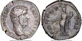 Aelius Caesar (AD 136-138). AR denarius (18mm, 2.92 gm, 6h). NGC Choice VF 5/5 - 2/5, scratches. Rome, AD 137. L AELIVS CAE-SAR TR P COS II, bare head...