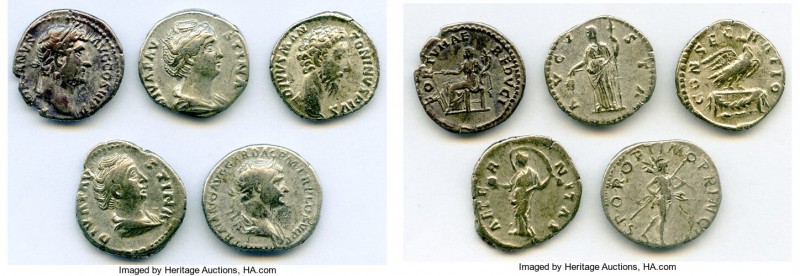 ANCIENT LOTS. Roman Imperial. Lot of five (5) AR denarii. About VF-VF. Includes:...