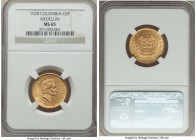 Republic gold 5 Pesos 1928-MEDELLIN MS65 NGC, Medellin mint, KM204. AGW 0.2355 oz. 

HID09801242017

© 2020 Heritage Auctions | All Rights Reserve...