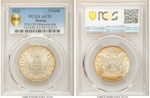 Free City 5 Gulden 1932 AU53 PCGS, Berlin mint, KM156. Stylized Marienkirche / Crowned arms with supporters. 

HID09801242017

© 2020 Heritage Auc...