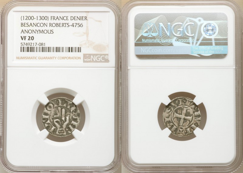 Besançon. Anonymous 5-Piece Lot of Certified Deniers ND (1200-1300) VF20 NGC, Ro...