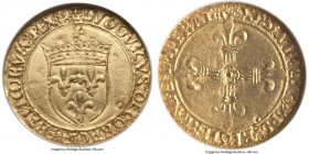 Louis XII gold Écu d'Or au Soleil ND (1498-1515) AU58 NGC, Lyon mint, Fr-323, Dup-647. A sun-yellow specimen with only light circulation wear and clea...