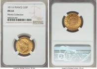 Napoleon gold 20 Francs 1811-A MS64 NGC, Paris mint, KM695.1. A glowing aurous specimen demonstrating lively satin surfaces with exceedingly little in...
