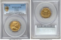 Louis XVIII gold 20 Francs 1815-R AU53 PCGS, London mint, KM706.7, Gad-1027. Struck in London during Louis' period of exile, quite flashy for the grad...
