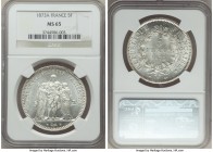 Republic 5 Francs 1873-A MS65 NGC, Paris mint, KM820.1. Blast white, full strike. 

HID09801242017

© 2020 Heritage Auctions | All Rights Reserved...