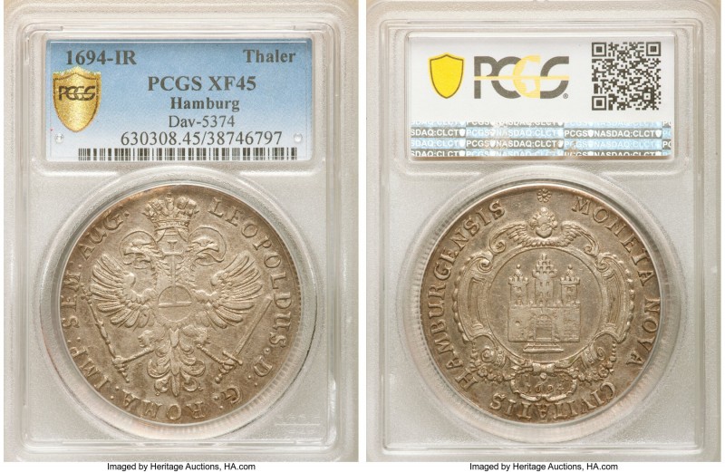 Hamburg. Free City Taler 1694-IR XF45 PCGS, KM315, Dav-5374. One year type. 

...