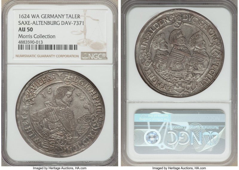 Saxe-Altenburg. Johann Philip & Three Brothers Taler 1624-WA AU50 NGC, Saalfeld ...