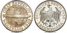 Weimar Republic Proof "Zeppelin" 3 Mark 1930-J PR66+ Deep Cameo PCGS, Hamburg mint, KM67, J-342. Decorated in a gentle golden tone, lending an exquisi...