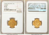 James I gold 1/4 Laurel ND (1624) AU58 NGC, London mint, Trefoil mm, Third coinage, S-2642B, N-2119. 20mm. 2.26gm. A delightful near Mint State exampl...