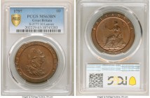 George III Penny 1797-SOHO MS63 Brown PCGS, Soho mint, KM618, S-3777. 10 Leaves. Chocolate surfaces with recessed red. 

HID09801242017

© 2020 He...