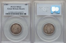 George III 6 Pence 1787 MS63 PCGS, KM606.2. Variety with hearts in Hanoverian shield. A sterling example of the type. 

HID09801242017

© 2020 Her...