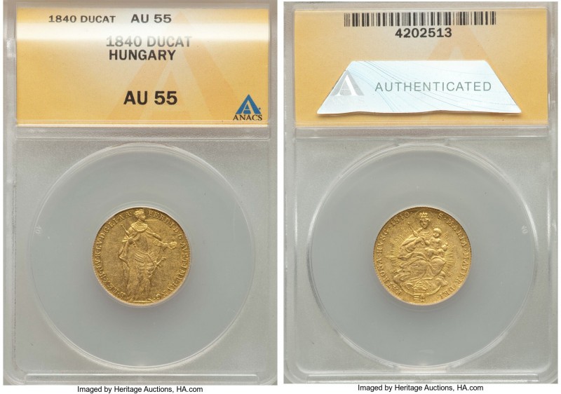 Ferdinand V gold Ducat 1840 AU55 ANACS, KM425. AGW 0.1106 oz.

HID09801242017...