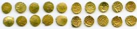 Cochin 10-Piece Lot of Uncertified Assorted gold Fanams ND (17th-18th Century) XF, Fr-1504. Average size 7.9mm. Average weight 0.37gm. Sold as is, no ...