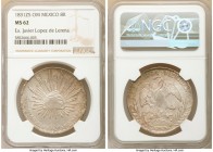 Republic 8 Reales 1831 Zs-OM MS62 NGC, Zacatecas mint, KM377.13, DP-Zs11. Shimmering iridescence towards the edges adds to this softly struck near cho...