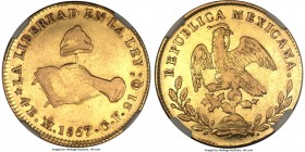 Republic gold 4 Escudos 1857 Mo-GF XF40 NGC, Mexico City mint, KM381.6. 

HID09801242017

© 2020 Heritage Auctions | All Rights Reserved