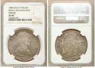 Ferdinand VII 8 Reales 1809 LM-JP XF40 NGC, Lima mint, KM106.2, Cal-473 var. (small bust), Cay-15802. Small imagined bust type with FERDND legend. A c...