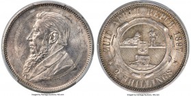 Republic 2 Shillings 1897 MS63 PCGS, Pretoria mint, KM6. The second-highest grade yet awarded for this date, and one which, save for some minor contac...