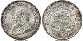 Republic 2-1/2 Shillings 1896 MS62 PCGS, Pretoria mint, KM7. A nearly choice piece with attractive tone and pronounced cartwheel luster. 

HID098012...