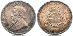 Republic "Single Shaft" 5 Shillings 1892 AU53 PCGS, Berlin mint, KM8.1. Mintage: 14,000. Single Shaft variety. Lustrous underneath a veil of tone carr...