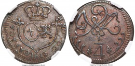 Caracas. Provincial 1/4 Real 1818 AU55 Brown NGC, Caracas mint, KM-C2, OAV-1/4R-C.A.9. An unusually high grade for this almost universally well-circul...