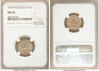 Republic 5 Centimos 1915-(p) MS63 NGC, Philadelphia mint, KM-Y27. A seldom seen first-year of the type choice example.

HID09801242017

© 2020 Her...