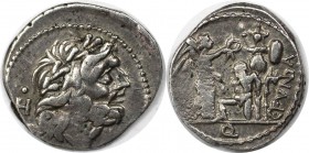 Römische Münzen, MÜNZEN DER RÖMISCHEN REPUBLIKREPUBLIK NACH 211 V. CHR. C. Fundanius, 101 v. Chr. Quinar, Mzst. Rom. (1,90 g) Vs.: Kopf des Zeus mit L...