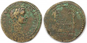 Römische Münzen, MÜNZEN DER RÖMISCHEN KAISERZEIT. Tiberius, 14-37 n. Chr. AE Semis 13 (?) n. Chr., geprägt unter Augustus. (4,80 g) Vs.: TI CAESAR AVG...