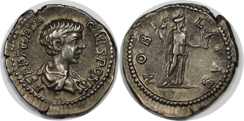 Römische Münzen, MÜNZEN DER RÖMISCHEN KAISERZEIT. Geta, 198-212 n. Chr. AR Denar...