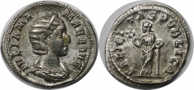 Römische Münzen, MÜNZEN DER RÖMISCHEN KAISERZEIT. Iulia Mamaea, 222-235 n. Chr. Denar 225 n. Chr., Mzst. Rom. (2,79 g) Vs.: IVLIA MAMAEA AVG, drapiert...