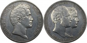 Altdeutsche Münzen und Medaillen, BAYERN / BAVARIA. Ludwig I. (1825-1848). Geschichtsdoppeltaler 1842, Silber. AKS 104. Vorzüglich