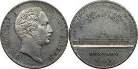 Altdeutsche Münzen und Medaillen, BAYERN / BAVARIA. Maximilian II. (1848-1864). Geschichtsdoppeltaler 1854, Glaspalast. Silber. AKS 166. Vorzüglich