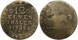 Altdeutsche Münzen und Medaillen, BRAUNSCHWEIG - WOLFENBÜTTEL. Karl (1815-1830). 1/12 Taler 1826 CvC, Kupfer. Sehr Schön
