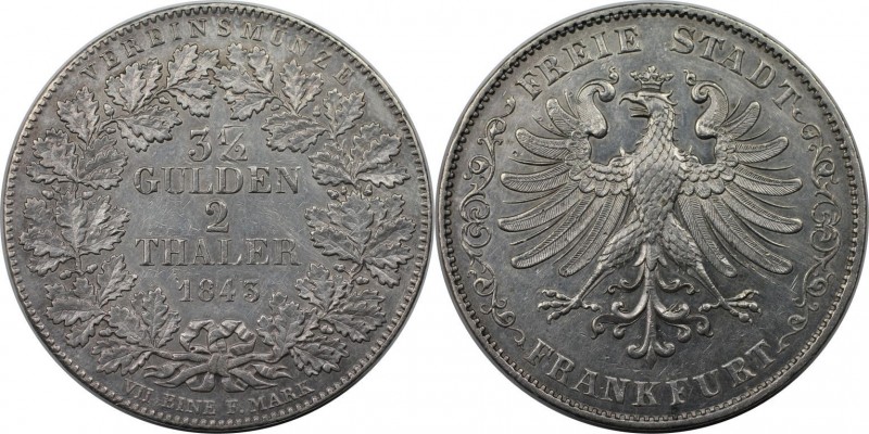 Altdeutsche Münzen und Medaillen, FRANKFURT - STADT. Doppeltaler, 3 1/2 Gulden 1...