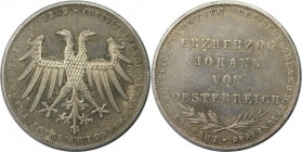 Altdeutsche Münzen und Medaillen, FRANKFURT - STADT. Erzherzog Johann von Österreich. Doppelgulden 1848, Silber. Jaeger 46, Thun 135, AKS 39. Vorzügli...
