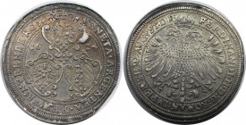 Altdeutsche Münzen und Medaillen, NÜRNBERG, STADT. Taler 1624, mit Titel Ferdinands II. Silber. Dav. 5637. Goldene Patina. Vorzüglich+