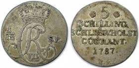 Altdeutsche Münzen und Medaillen, SCHLESWIG - HOLSTEIN. Christian VII. (1784-1808). 5 Schilling 1787. Silber. KM 126. Sehr schön