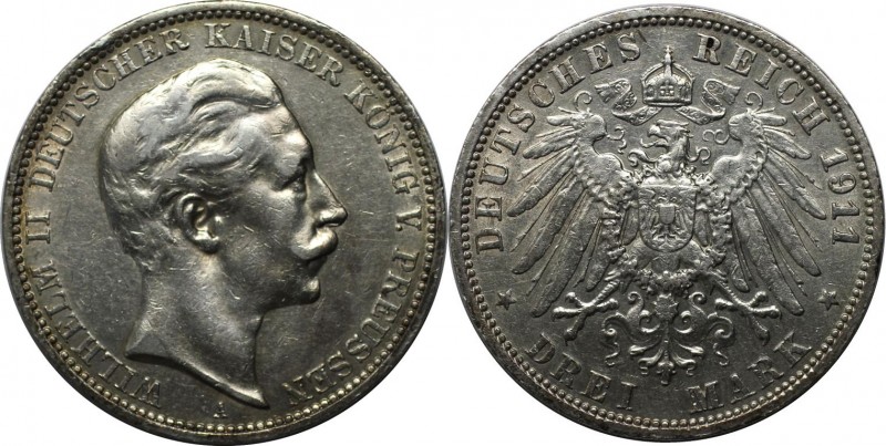 Deutsche Münzen und Medaillen ab 1871, REICHSSILBERMÜNZEN, Preußen. Wilhelm II. ...