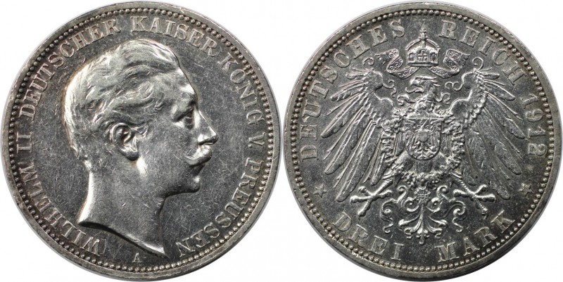 Deutsche Münzen und Medaillen ab 1871, REICHSSILBERMÜNZEN, Preußen. Wilhelm II. ...