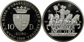 Europäische Münzen und Medaillen, Andorra. Europa. 10 Diners 1998. 31,47 g. 0.925 Silber. 0.94 OZ. KM 151. Polierte Platte