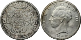 Europäische Münzen und Medaillen, Belgien / Belgium. Leopold III. 50 Francs 1939, Silber. KM 121. Sehr Schön