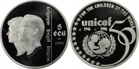 Europäische Münzen und Medaillen, Belgien / Belgium. 50 Jahre Kinderhilfswerk (Unicef). 5 Ecu 1996. 22,85 g. 0.925 Silber. 0.68 OZ. KM 203. Polierte P...