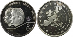 Europäische Münzen und Medaillen, Belgien / Belgium. 40 Jahre Römische Verträge - Baudouin & Albert II. 5 Ecu 1997. 22,85 g. 0.925 Silber. 0.68 OZ. KM...