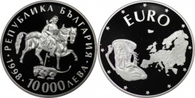 Europäische Münzen und Medaillen, Bulgarien / Bulgaria. United Europe. 10000 Leva 1998. 23,33 g. 0.925 Silber. 0.69 OZ. KM 235. Polierte Platte